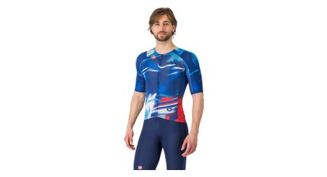 Maillot manga corta Castelli Wolfpack Rave 8S Hombre Azul/Rojo