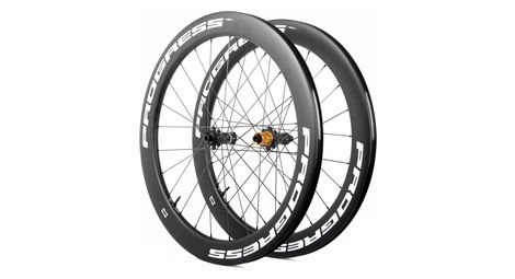 Paire de roues Progress Neon Disc Blanc | 12x100/12x142 mm | Center Lock | Shimano Microspline