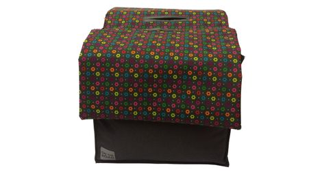 Sacoche de vélo basil double gris avec fleurs colorées 20l