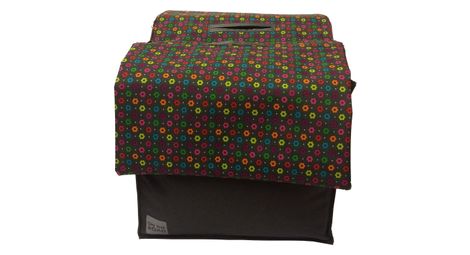 Sacoche de vélo basil double gris avec fleurs colorées 20l