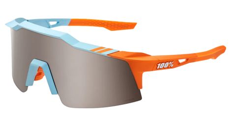 Lunettes 100% Speedcraft SL Soft Tact Bleu / Orange - Lentilles HiPER Miroir Silver