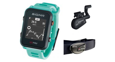 Montre gps sigma id.tri set turquoise fluo