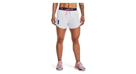Short under armour run anywhere blanc rose femme