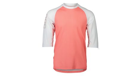 Maillot manches 3 4 poc mtb pure corail blanc