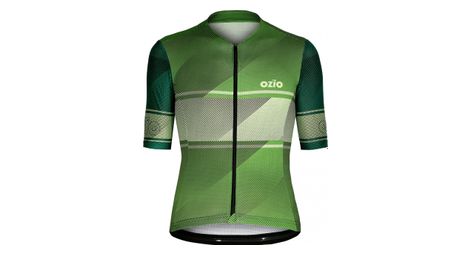 Ozio maillot cycliste manches courtes leader vert homme coupe ajustee