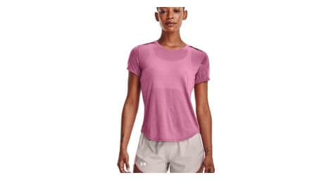 Maillot manches courtes under armour streaker snowcloud rose femme