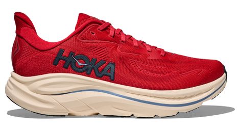 hoka clifton 10 running shoes red blue men s