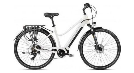 Vélo trekking electrique 28  - romet - gazela 1 moteur central - blanc