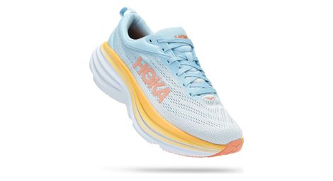 Chaussures Running Hoka Bondi 8 Bleu Jaune Corail Femme