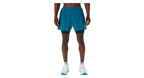 Asics road 5in 2 in 1 shorts for men blue