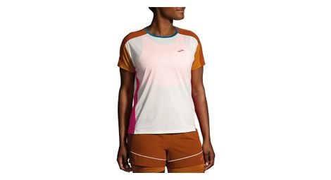 Maillot de manga corta brooks sprint free 2.0 mujer blanco marrón