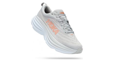 Chaussures Running Hoka Bondi 8 Gris Rose Femme