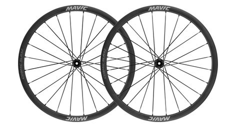 pair of mavic cosmic slr 32 disc 700mm wheels 12x100 12x142mm centerlock black gray