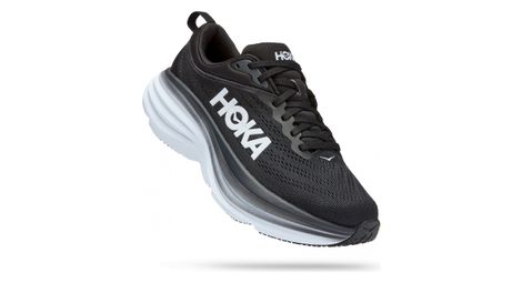 Chaussures Running Hoka Bondi 8 Large Noir Blanc Femme