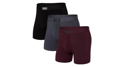 Saxx ultra super soft fly black grey bordeaux uomo boxer 3-pack