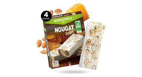 Barres energetiques overstim s nougat bio amandes miel x4