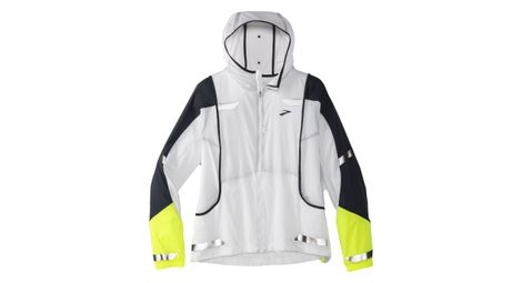 Veste impermeable reflechissante brooks run visible blanc jaune femme