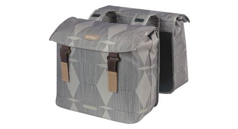 Basil elegance double bicycle bag, chateau taupe, animal de compagnie recyclé, pont universel, 40-49l