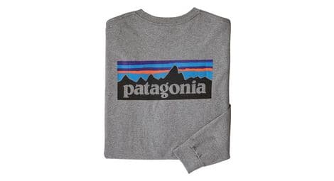 Camiseta patagonia l / s p-6 logo responsibili-tee gris hombres