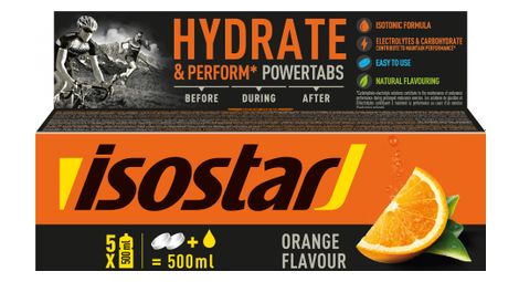 Powertabs efervescentes isostar sabor naranja de hidratación rápida