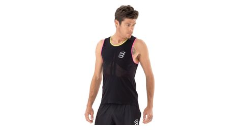 Compressport pro racing singlet zwart/geel/roze