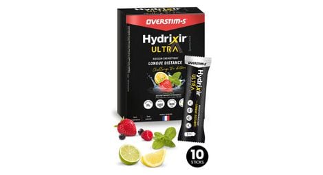 Pack boissons énergétiques overstims hydrixir ultra sticks mix (citron--citron vert/fruits rouges/menthe) - 10x40g