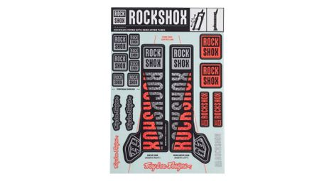 Rockshox decal kit troy lee design 35mm argento / arancione