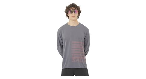 Camiseta de manga larga salomon sense aero graphic gris/rojo para hombre