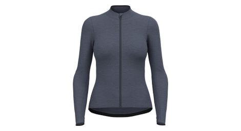 Maillot manches longues femme odlo full zip performance wool gris