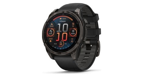 Garmin fēnix 8 amoled - 47 mm saffier titanium carbon gray dlc gps horloge met siliconen band zwart/kiezelgrijs