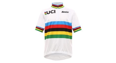 santini children s uci world champion short sleeve jersey white