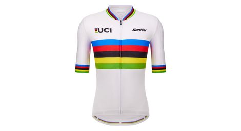 santini uci world champion short sleeve jersey white