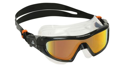 Masque de natation aquasphere vista pro gris fonce noir verres miroir orange