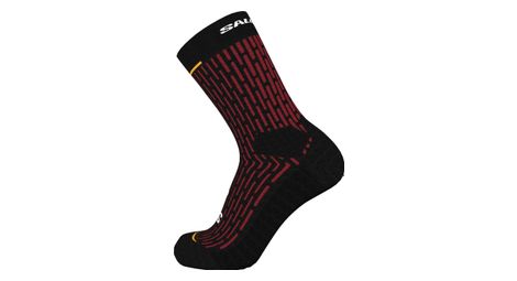 Chaussettes unisexe salomon ultra glide crew noir/rouge