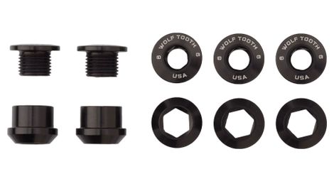 Wolf tooth set di bulloni per corone + dadi (x5) per 1x - m8x.75x5 mm nero