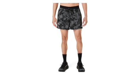 Asics Fujitrail All Over Print 5-Zoll-Shorts, schwarz/grau, Herren