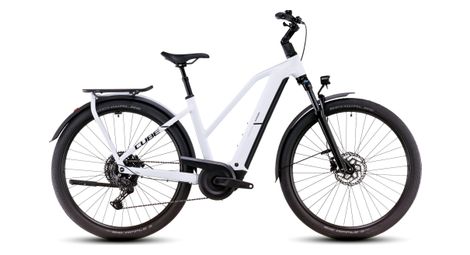 VTC Électrique Cube Kathmandu Hybrid One 800 Trapeze Shimano Cues 10V 800 Wh 700 mm Blanc Bleu Polar 2025 T.46 159/169cm - Produit Reconditionné