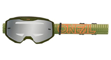 O'Neal B-10 Striped MTB-Maske Grün/Spiegel Silber