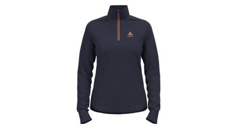 Maillot manches longues femme odlo 1 2 zip berra bleu fonce