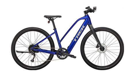 Velo de fitness electrique trek dual sport 2 stagger shimano altus 9v 250 wh 650 mm bleu 2023