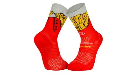 Chaussettes de trail running bv sport trail collector dbdb nutri frite rouge jaune