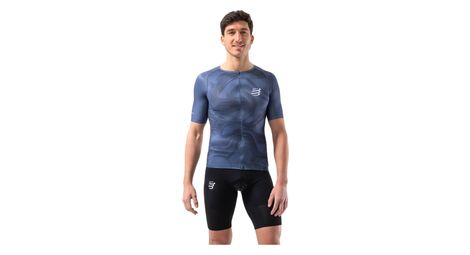 Maillot manches courtes compressport tri postural aero bleu homme