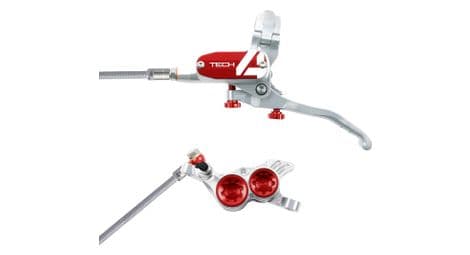 Hope tech 4 v4 disc break - latiguillo trenzado delantero plateado / rojo