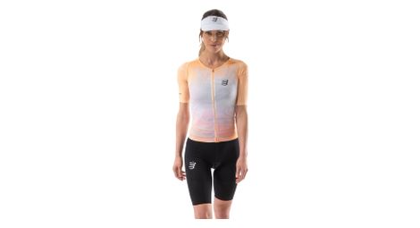 Maillot manches courtes compressport tri postural aero orange femme