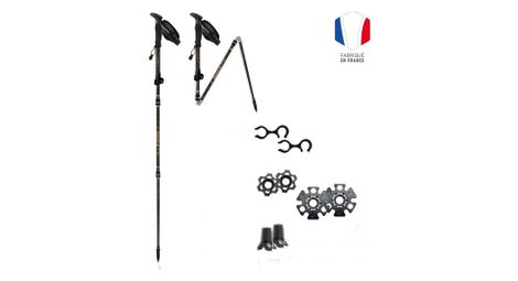 Bâton grande randonnée pliable - flashlock carbone/alu mk2 ambre