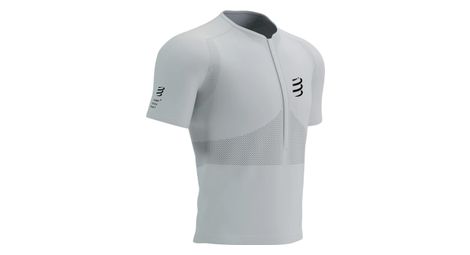 Maillot manches courtes compressport trail half zip fitted top blanc noir