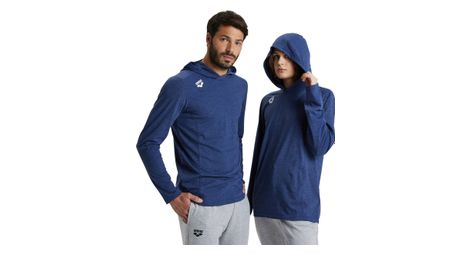 Unisex arena team panel hooded long sleeve t-shirt blauw