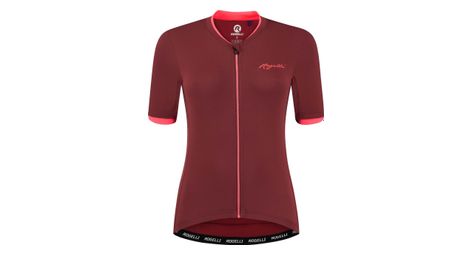Maillot Manches Courtes Velo Rogelli Essential - Femme - Bordeaux/Corail