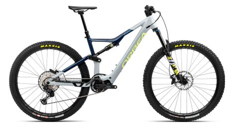 Vtt electrique tout suspendu orbea rise h20 shimano slx xt 12v 540 wh 29 gris iceberg bleu moondust