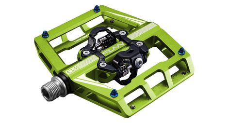 Paire de pédales automatiques avec cages funn mamba grs double side spd vert